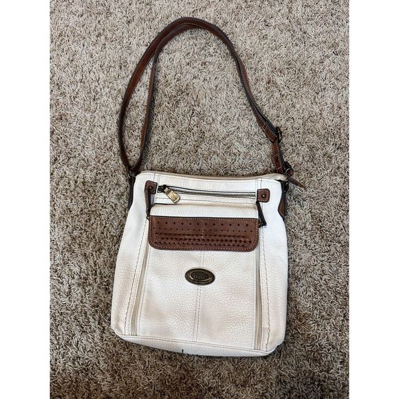 BOC Born Concept Crossbody‎ Handbag Cream Brown Zip Top Organizer Purse Bag - Picture 1 of 7